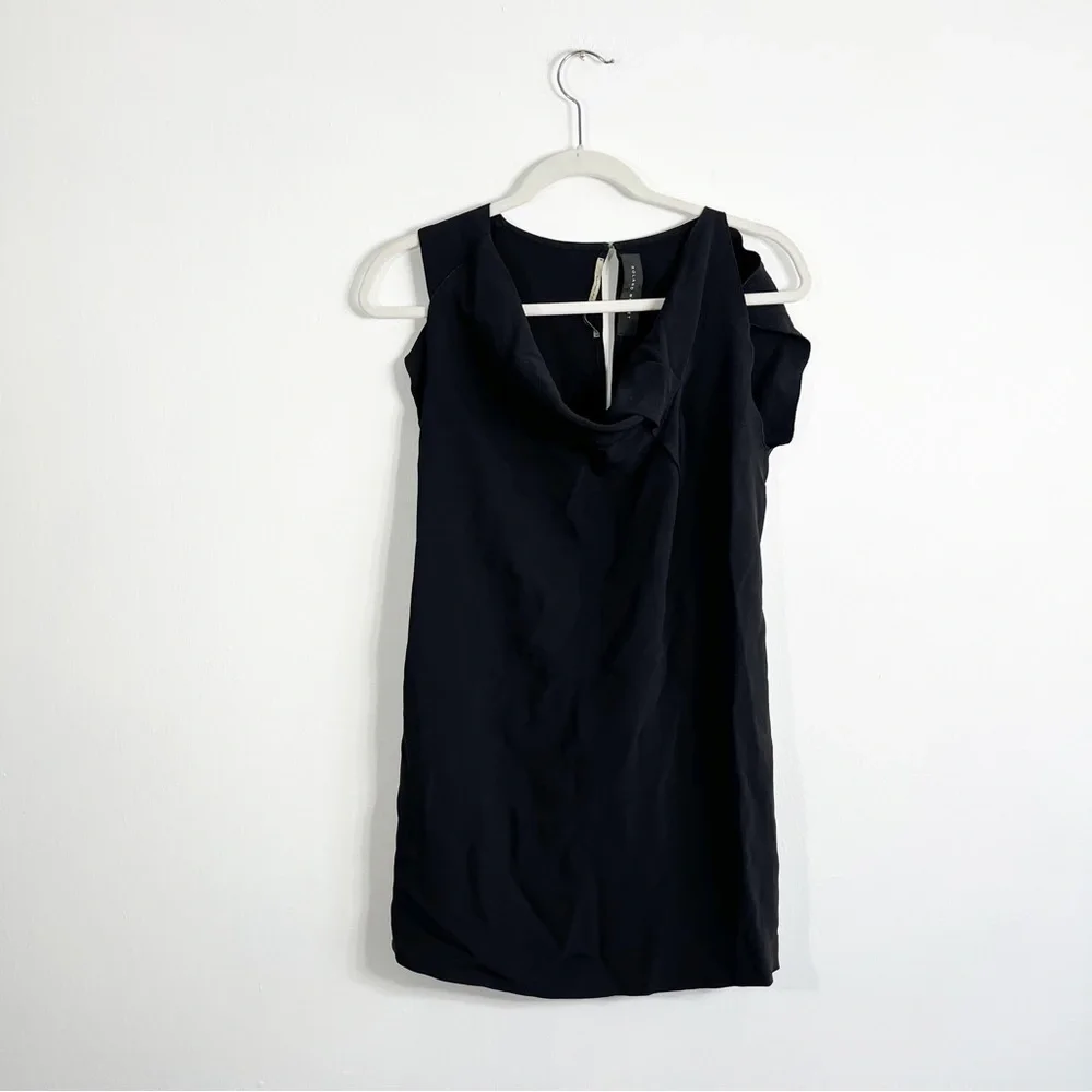 Ronald Mouret Cowl Neck Mini Dress Black Size 8 - Picture 2 of 5